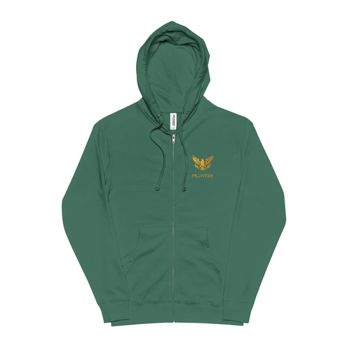 Zip Hoodie — Gold Floral Butterfly Chest & Script Back