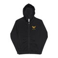 Zip Hoodie — Gold Floral Butterfly Chest & Script Back