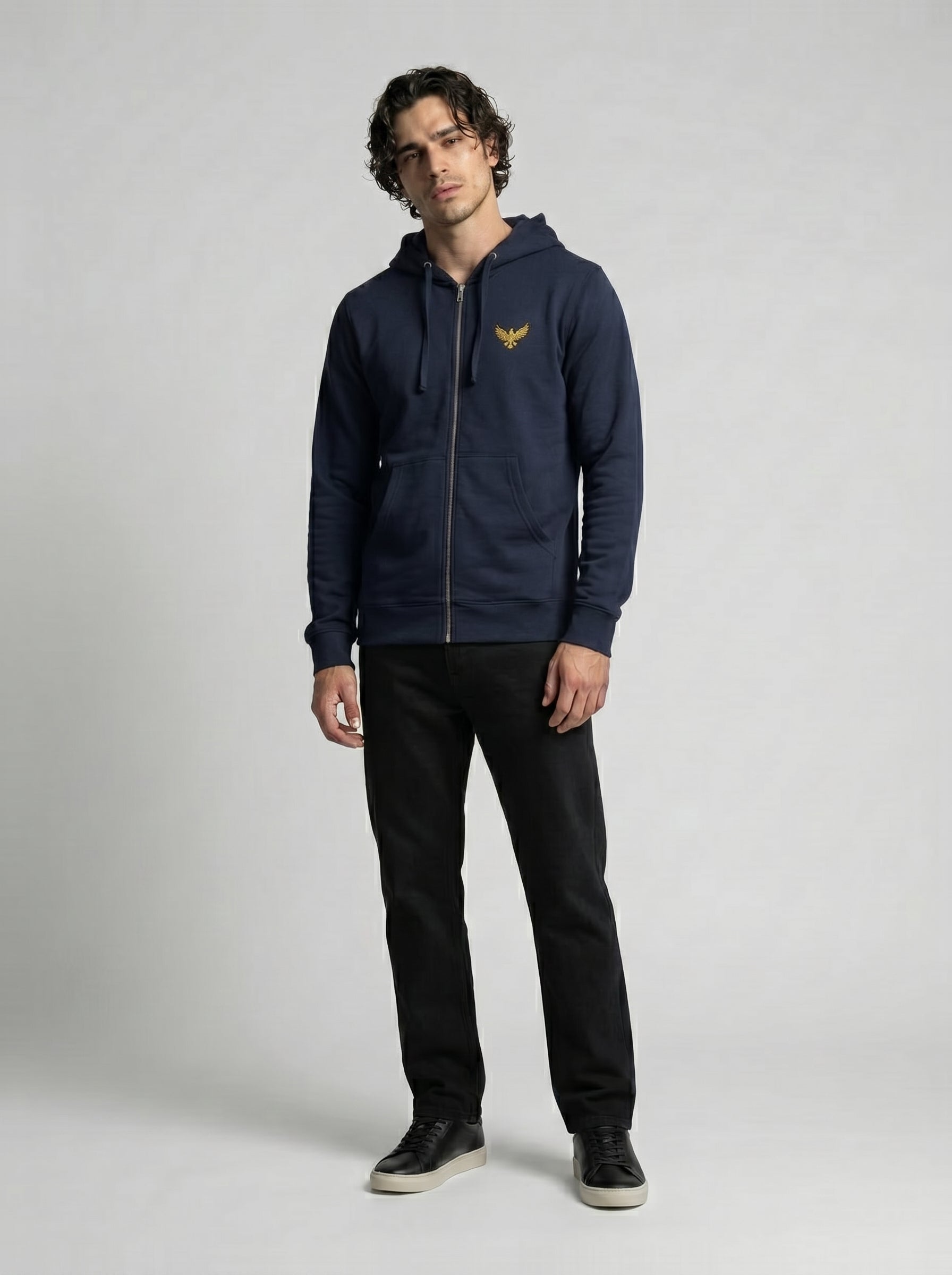 PrintzEx Heritage Zip Hoodie — Premium Fleece with Gold Eagle