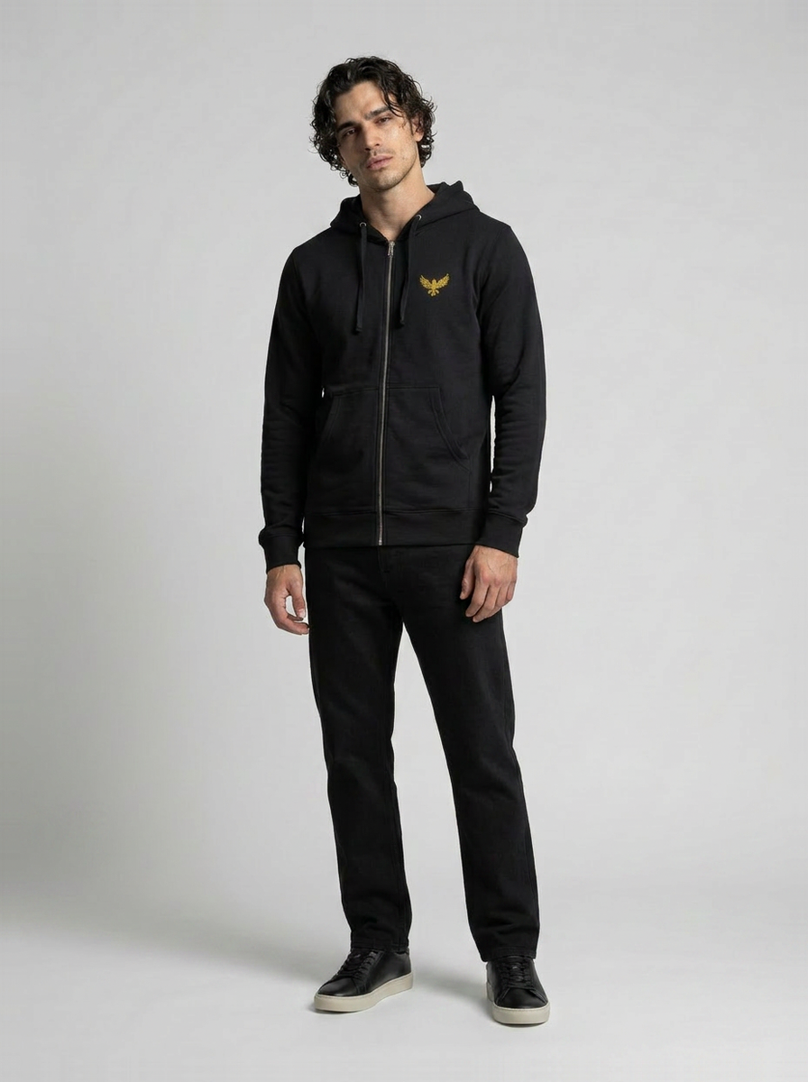 PrintzEx Heritage Zip Hoodie — Premium Fleece with Gold Eagle
