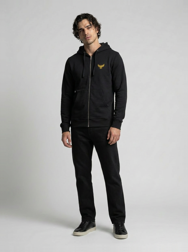PrintzEx Heritage Zip Hoodie — Premium Fleece with Gold Eagle